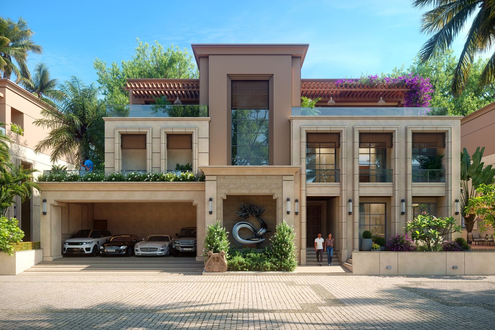 Contemporary villa facade